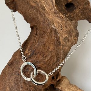 Zilveren dubbele ronde hanger met paardenhaar